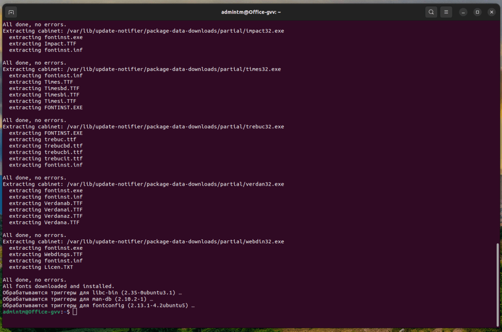 Установка Windows шрифтов в Ubuntu / Debian 26